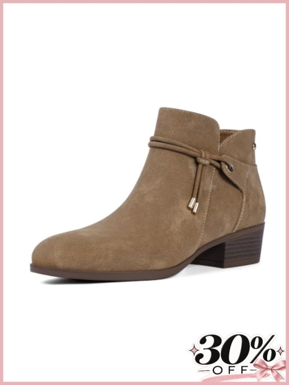 Women's Faux Leather Ankle Boots Round Toe Low Block Heel Side Zip Booties